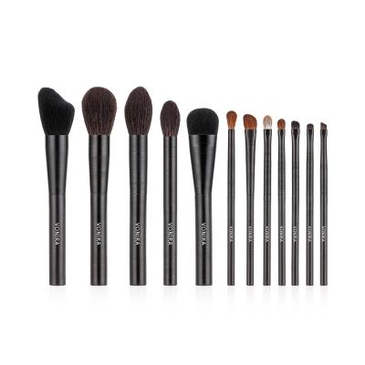 Vonira Luxury 12 Piece Natural Goat Pony Fox Vegan Hair Makeup Brush Set With Black Wire Drawing Metal Handle Ferrules Vonira Luxury 12 Piece Natural Goat Pony Fox Vegan Hair Makeup Brush Set With Black Wire Drawing Metal Handle Ferrules